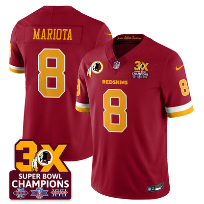 WAS 3-Time Champions Patch Vapor Limited Jersey - Stitched