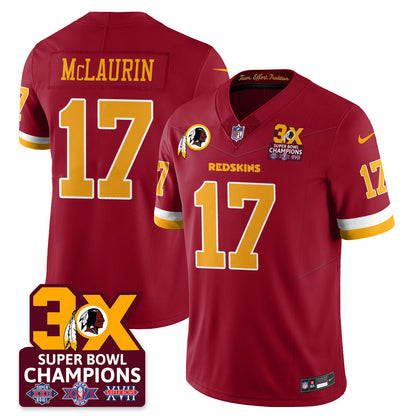 WAS 3-Time Champions Patch Vapor Limited Jersey - Stitched
