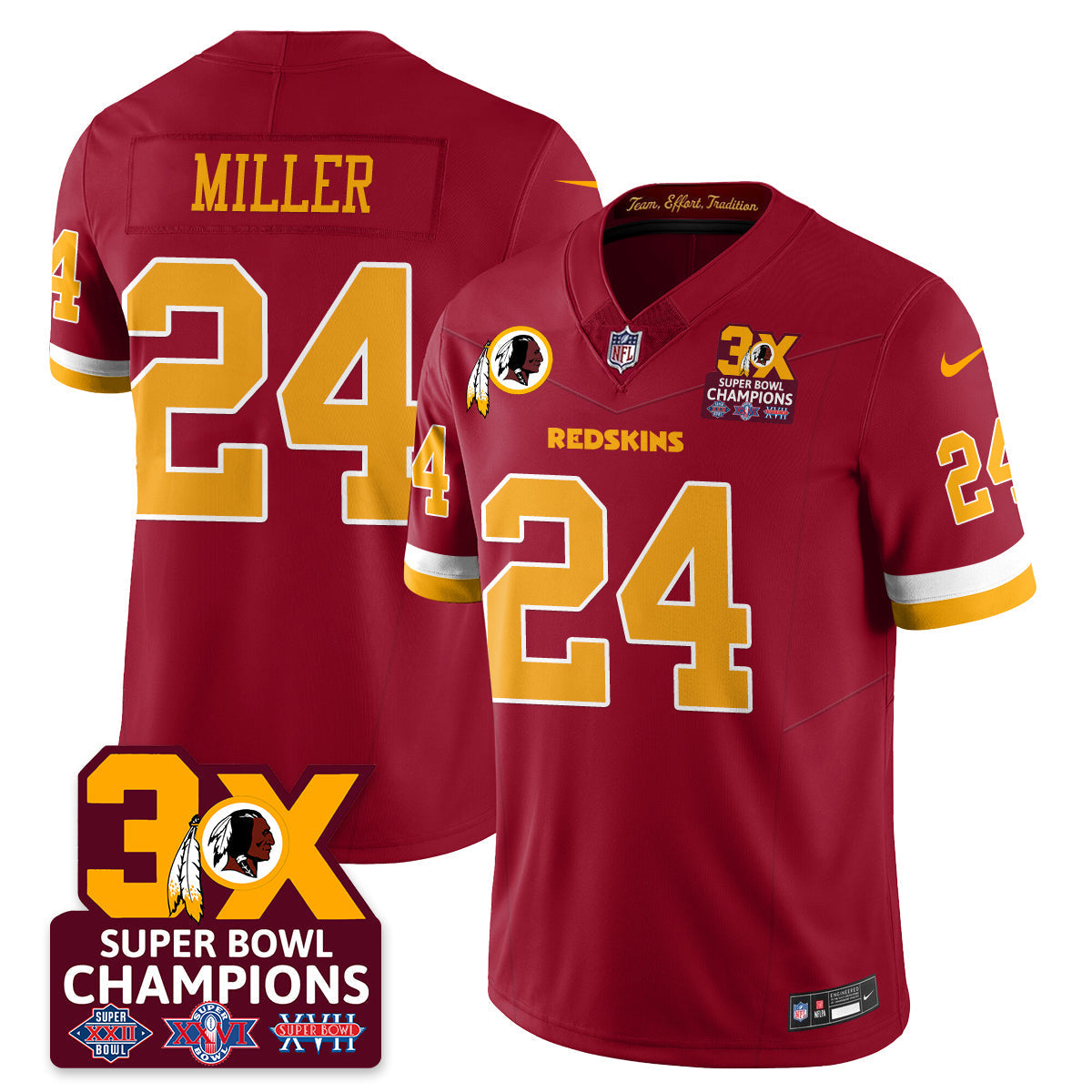 WAS 3-Time Champions Patch Vapor Limited Jersey - Stitched