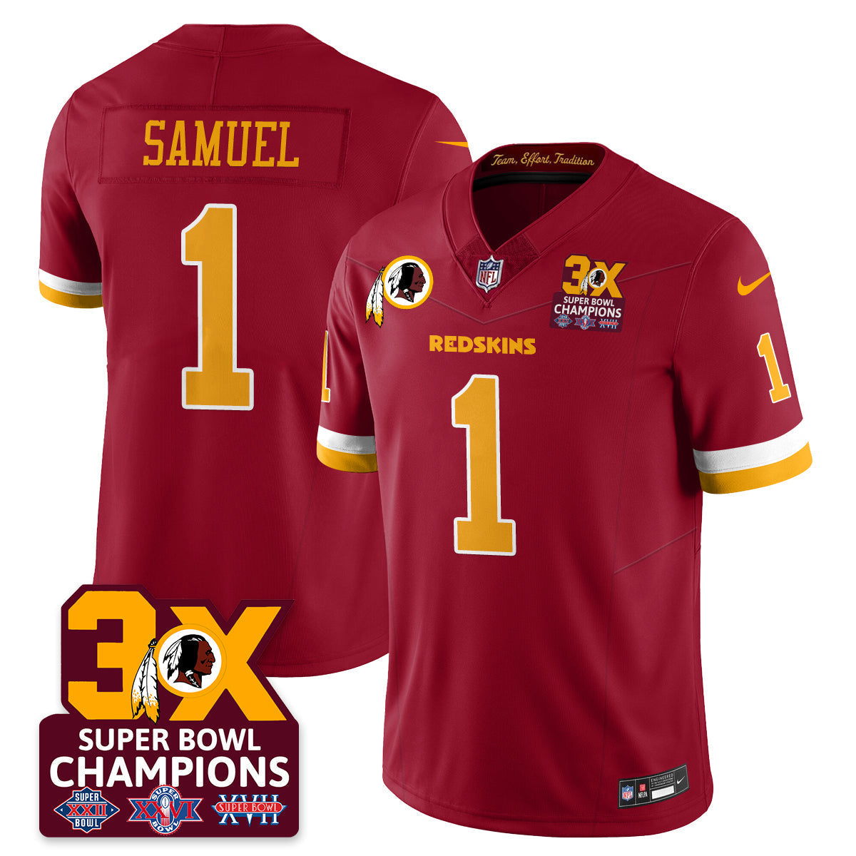 WAS 3-Time Champions Patch Vapor Limited Jersey - Stitched