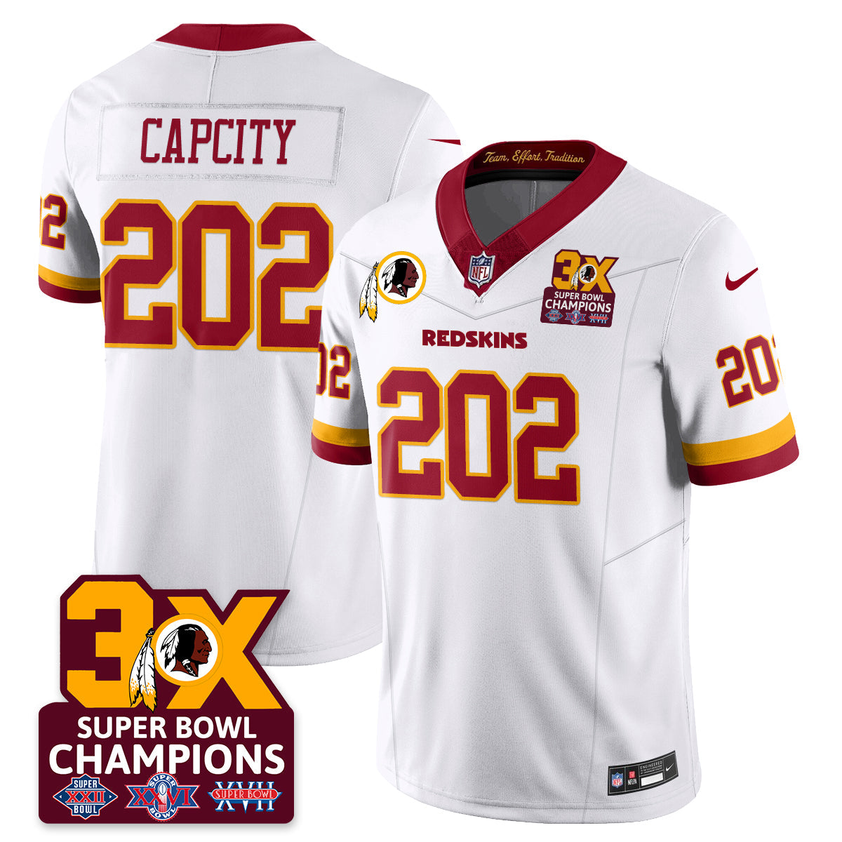 WAS 3-Time Champions Patch Vapor Limited Jersey - Stitched
