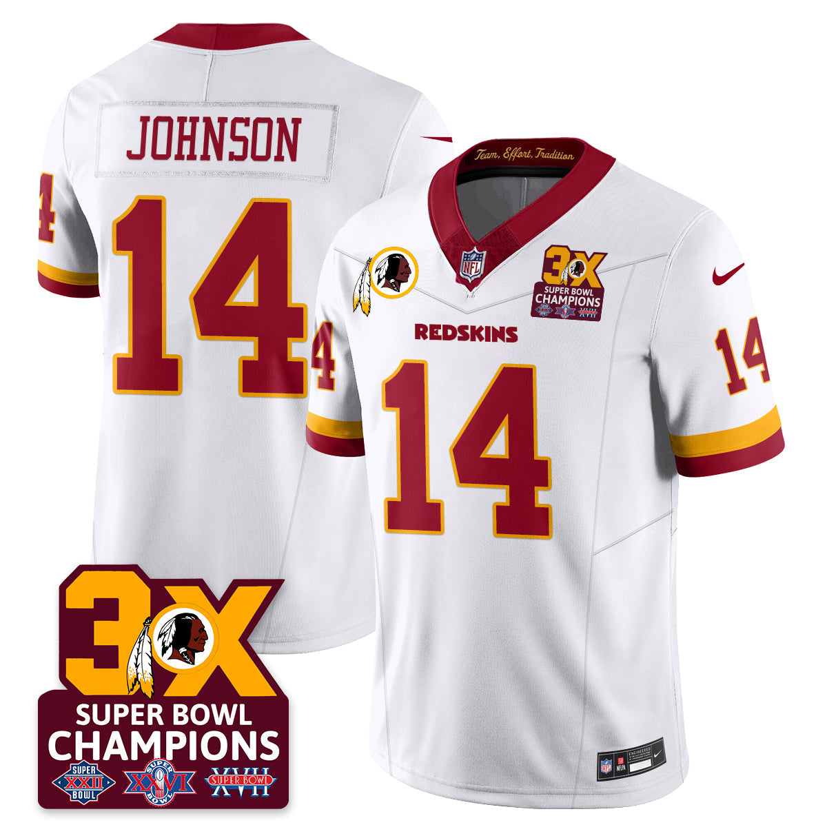 WAS 3-Time Champions Patch Vapor Limited Jersey - Stitched
