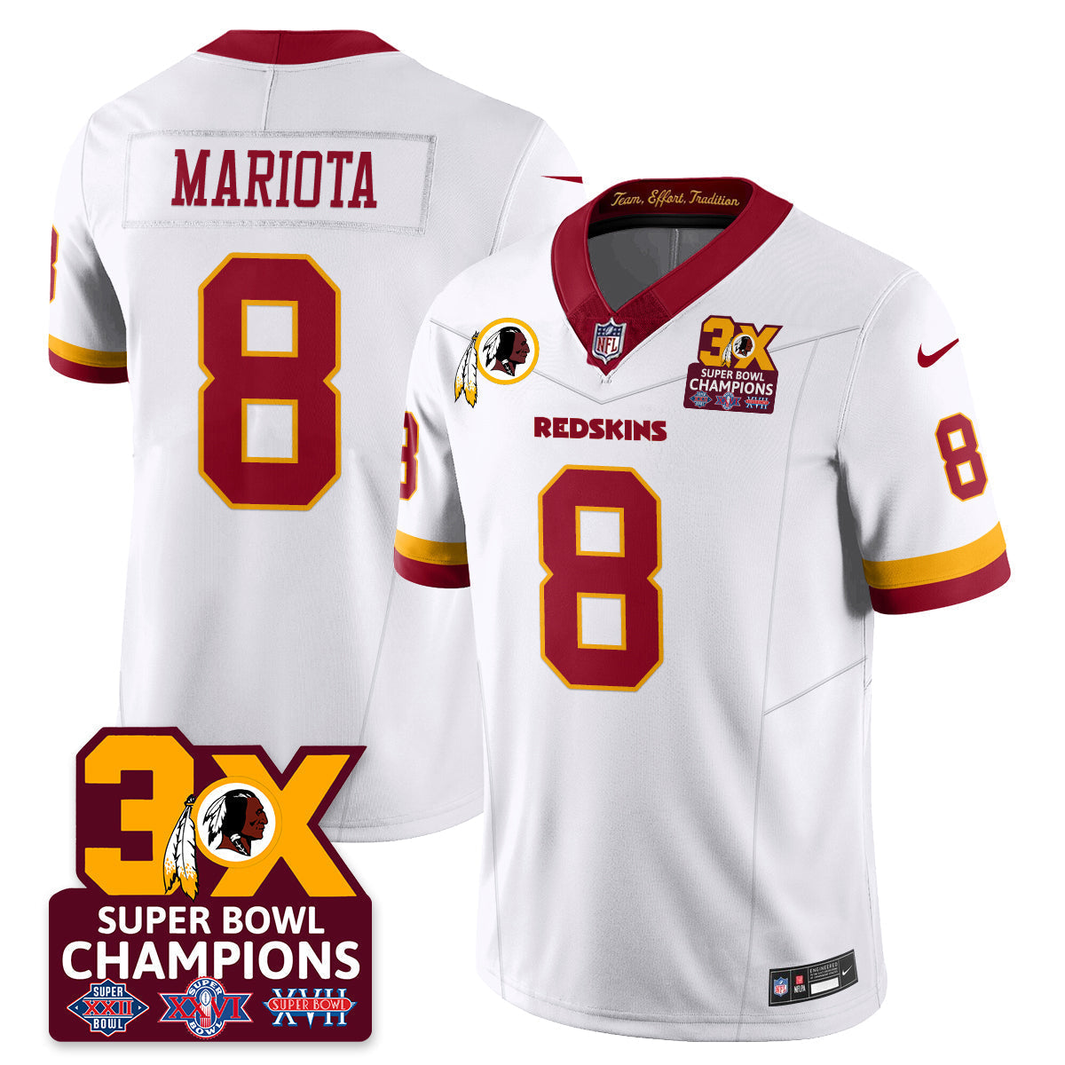 WAS 3-Time Champions Patch Vapor Limited Jersey - Stitched