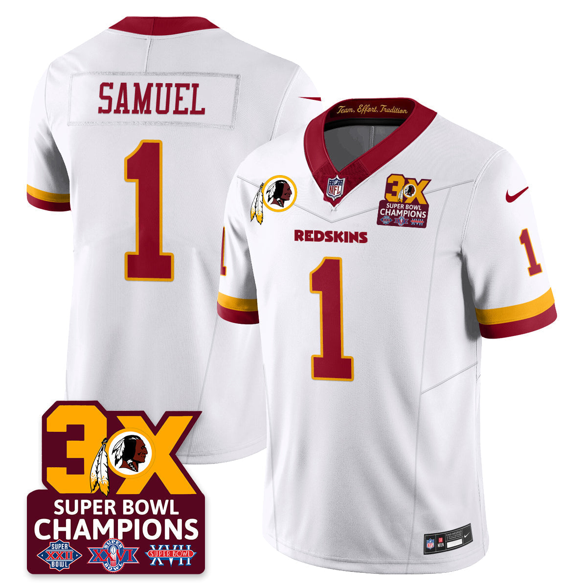 WAS 3-Time Champions Patch Vapor Limited Jersey - Stitched