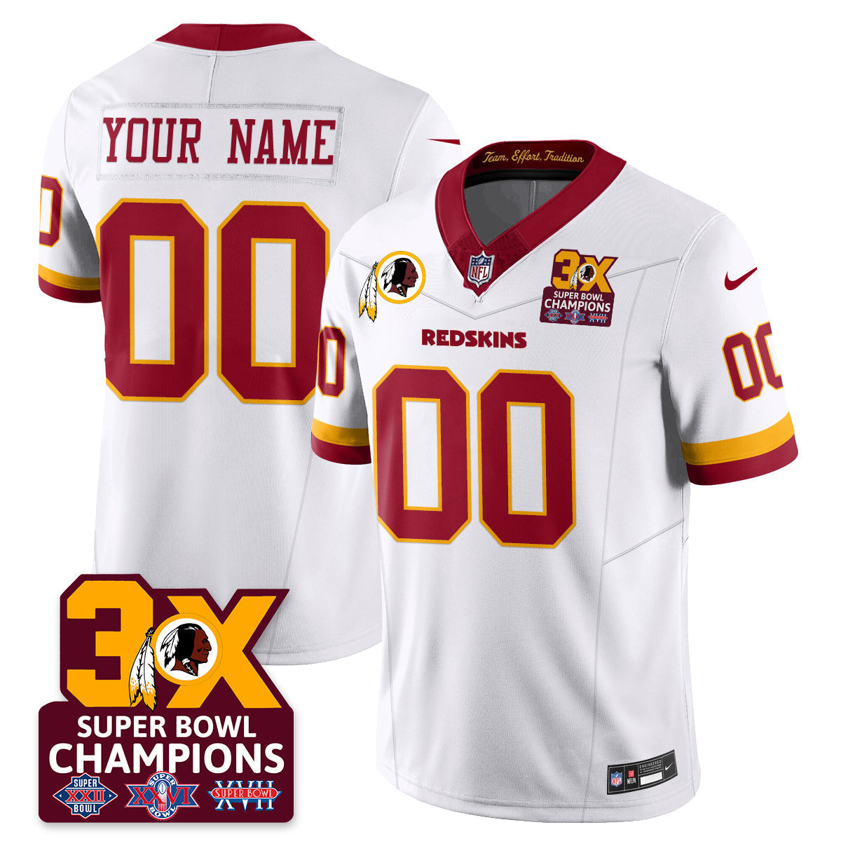 Custom WAS 3-Time Champions Patch Vapor Limited Jersey - Stitched