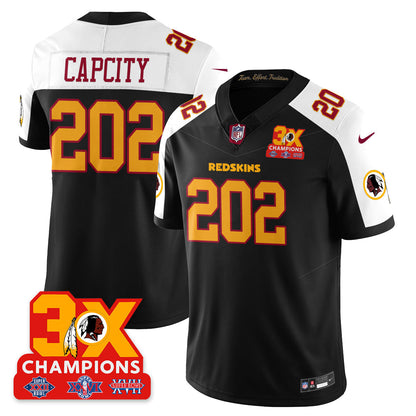 WAS 3-Time Champions Patch Vapor Limited Throwback Jersey - Stitched