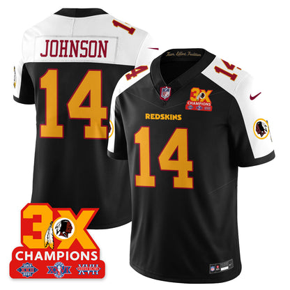 WAS 3-Time Champions Patch Vapor Limited Throwback Jersey - Stitched