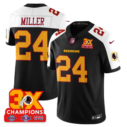 WAS 3-Time Champions Patch Vapor Limited Throwback Jersey - Stitched