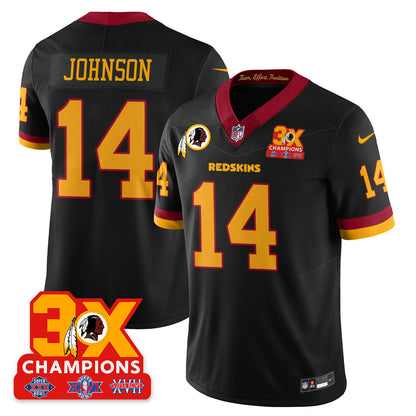 WAS 3-Time Champions Patch Vapor Limited Throwback Jersey - Stitched