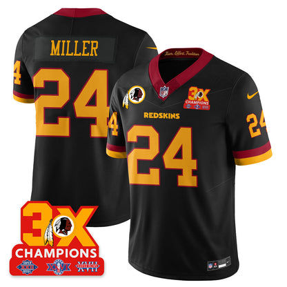 WAS 3-Time Champions Patch Vapor Limited Throwback Jersey - Stitched