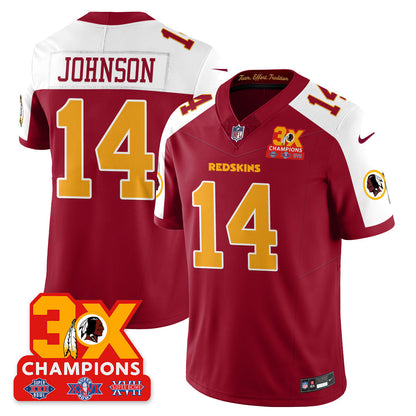 WAS 3-Time Champions Patch Vapor Limited Throwback Jersey - Stitched