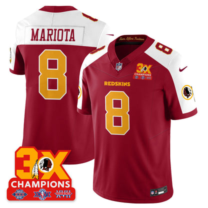 WAS 3-Time Champions Patch Vapor Limited Throwback Jersey - Stitched