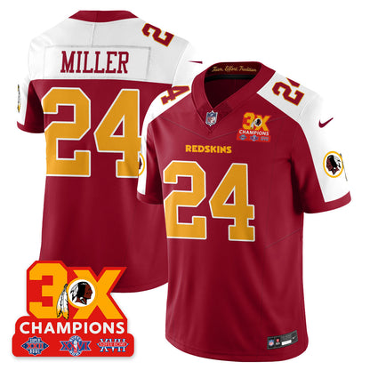 WAS 3-Time Champions Patch Vapor Limited Throwback Jersey - Stitched