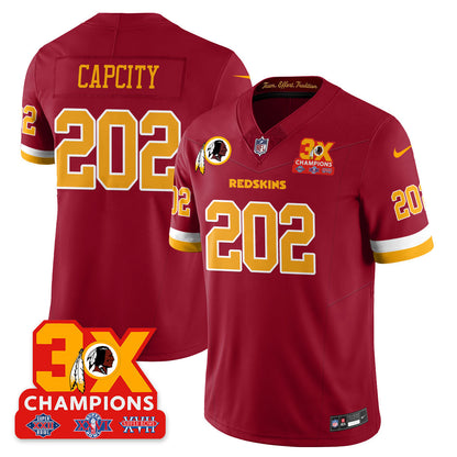 WAS 3-Time Champions Patch Vapor Limited Throwback Jersey - Stitched