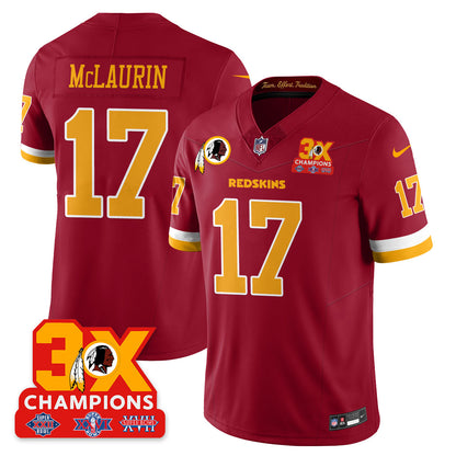 WAS 3-Time Champions Patch Vapor Limited Throwback Jersey - Stitched