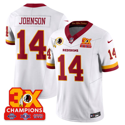 WAS 3-Time Champions Patch Vapor Limited Throwback Jersey - Stitched