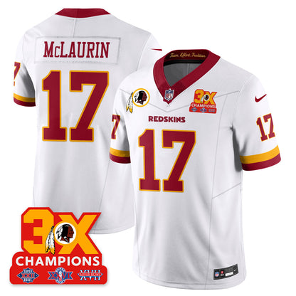 WAS 3-Time Champions Patch Vapor Limited Throwback Jersey - Stitched
