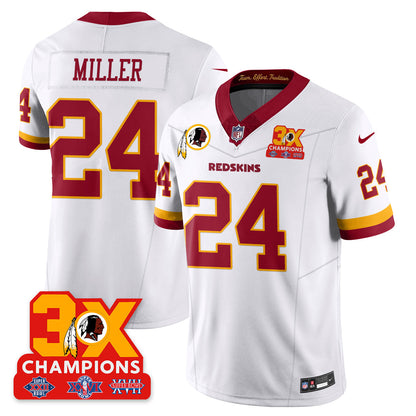 WAS 3-Time Champions Patch Vapor Limited Throwback Jersey - Stitched