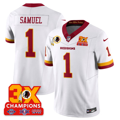 WAS 3-Time Champions Patch Vapor Limited Throwback Jersey - Stitched