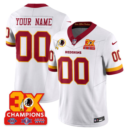 WAS 3-Time Champions Patch Vapor Limited Throwback Jersey - Stitched