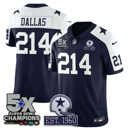 DAL 5-Time Champions Patch Vapor Limited Jersey - Stitched