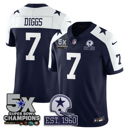 DAL 5-Time Champions Patch Vapor Limited Jersey - Stitched
