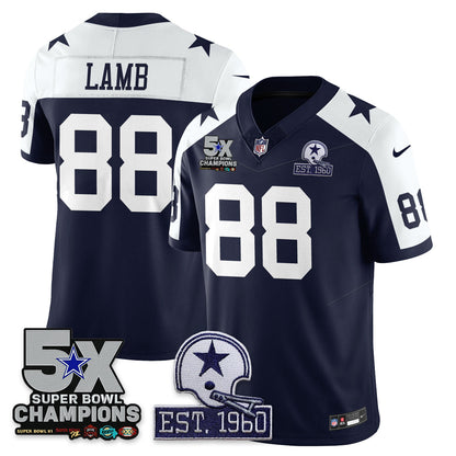DAL 5-Time Champions Patch Vapor Limited Jersey - Stitched