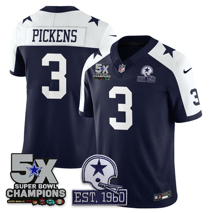 DAL 5-Time Champions Patch Vapor Limited Jersey - Stitched