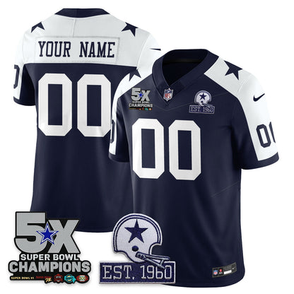 DAL 5-Time Champions Patch Vapor Limited Custom Jersey - Stitched