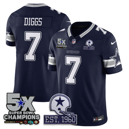 DAL 5-Time Champions Patch Vapor Limited Jersey - Stitched
