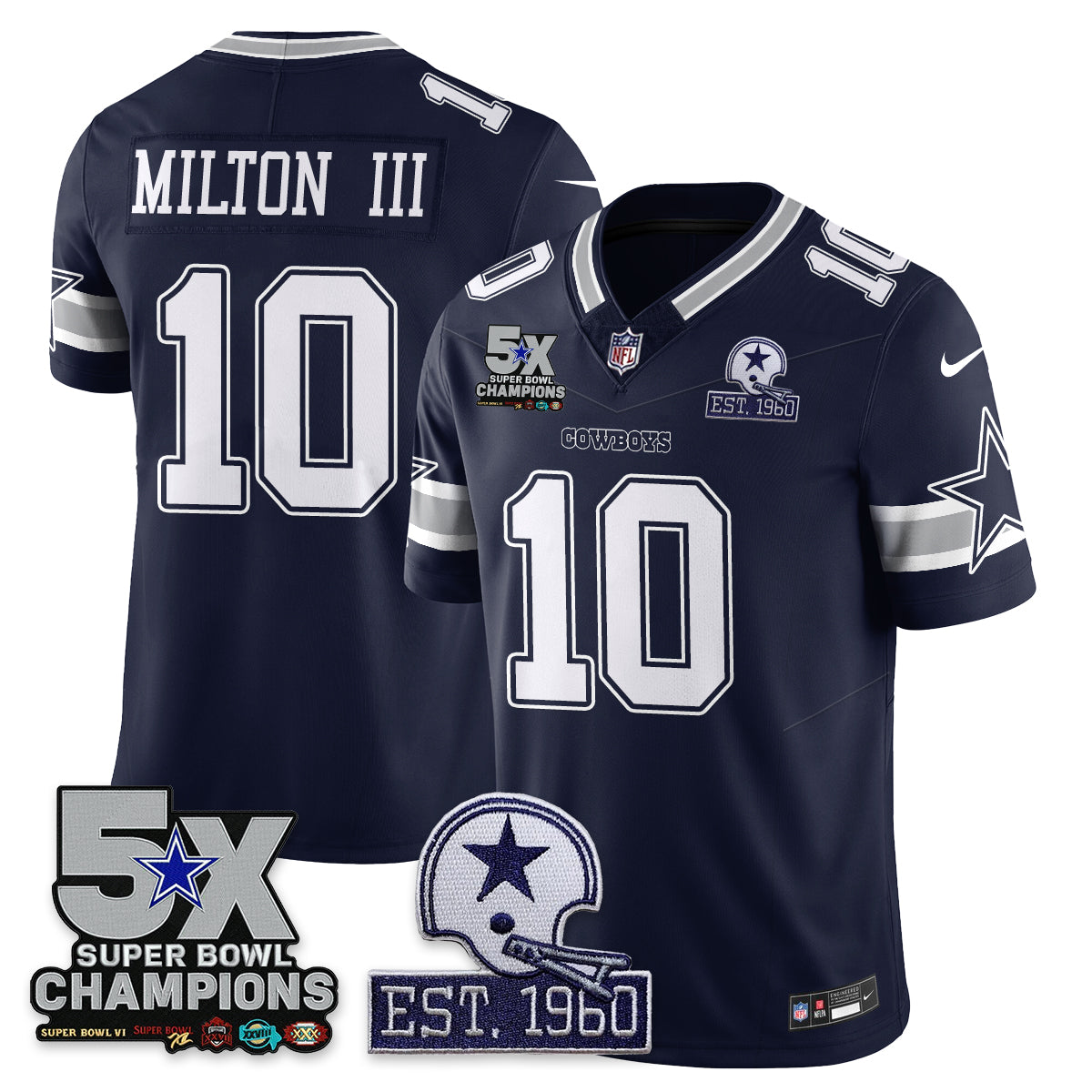 DAL 5-Time Champions Patch Vapor Limited Jersey - Stitched