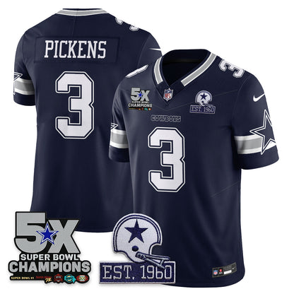 DAL 5-Time Champions Patch Vapor Limited Jersey - Stitched
