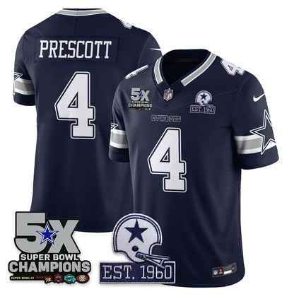 DAL 5-Time Champions Patch Vapor Limited Jersey - Stitched