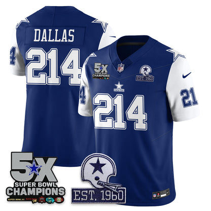 DAL 5-Time Champions Patch Vapor Limited Jersey - Stitched