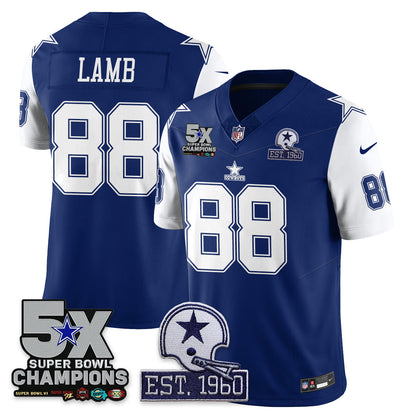DAL 5-Time Champions Patch Vapor Limited Jersey - Stitched