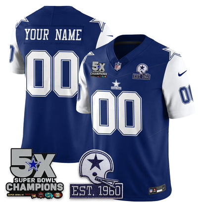 DAL 5-Time Champions Patch Vapor Limited Custom Jersey - Stitched