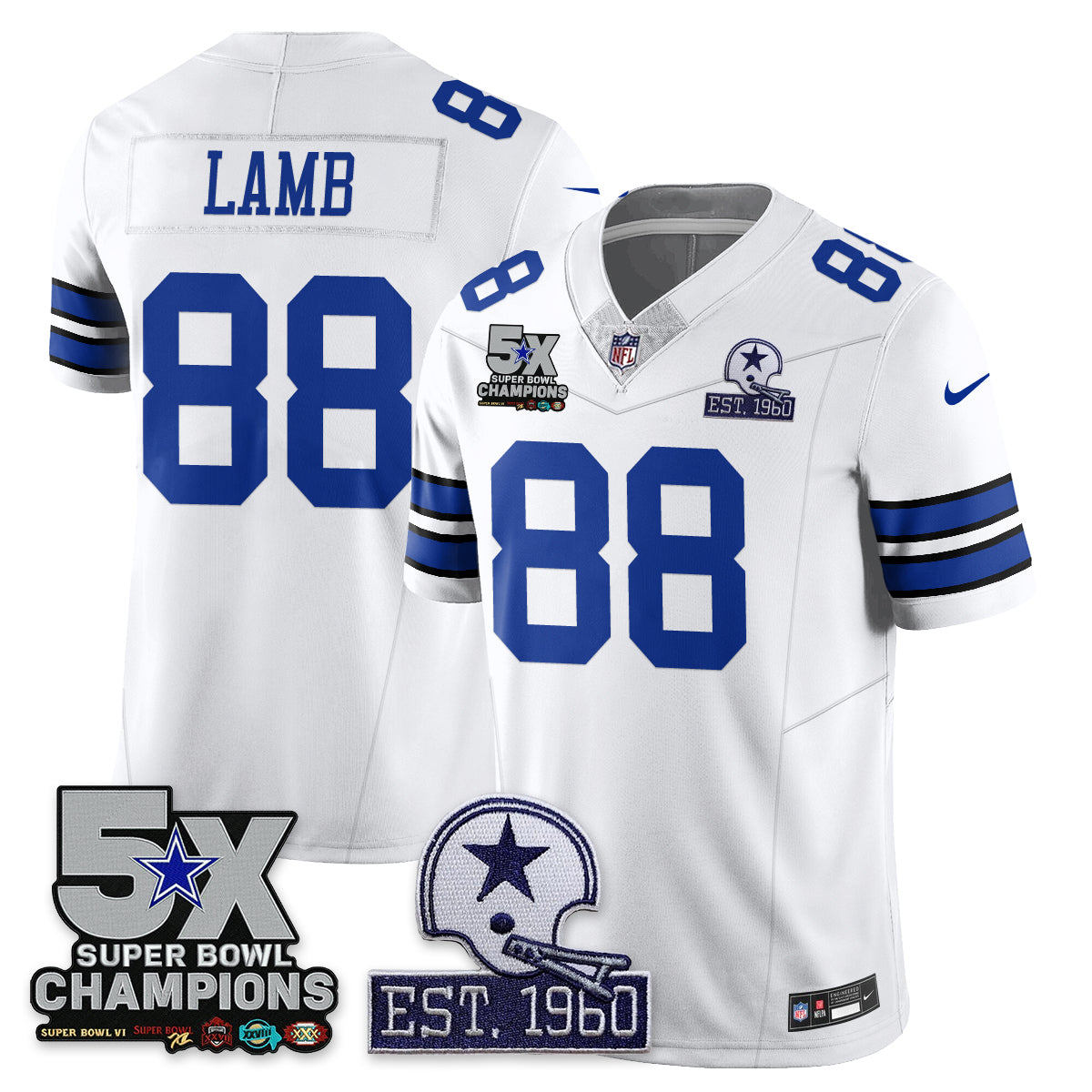 DAL 5-Time Champions Patch Vapor Limited Jersey - Stitched