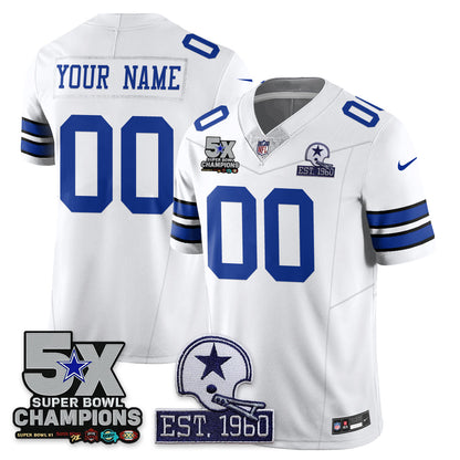 DAL 5-Time Champions Patch Vapor Limited Custom Jersey - Stitched
