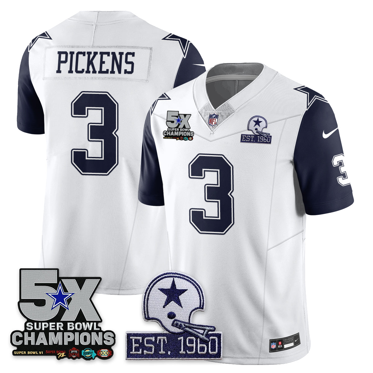 DAL 5-Time Champions Patch Vapor Limited Jersey - Stitched