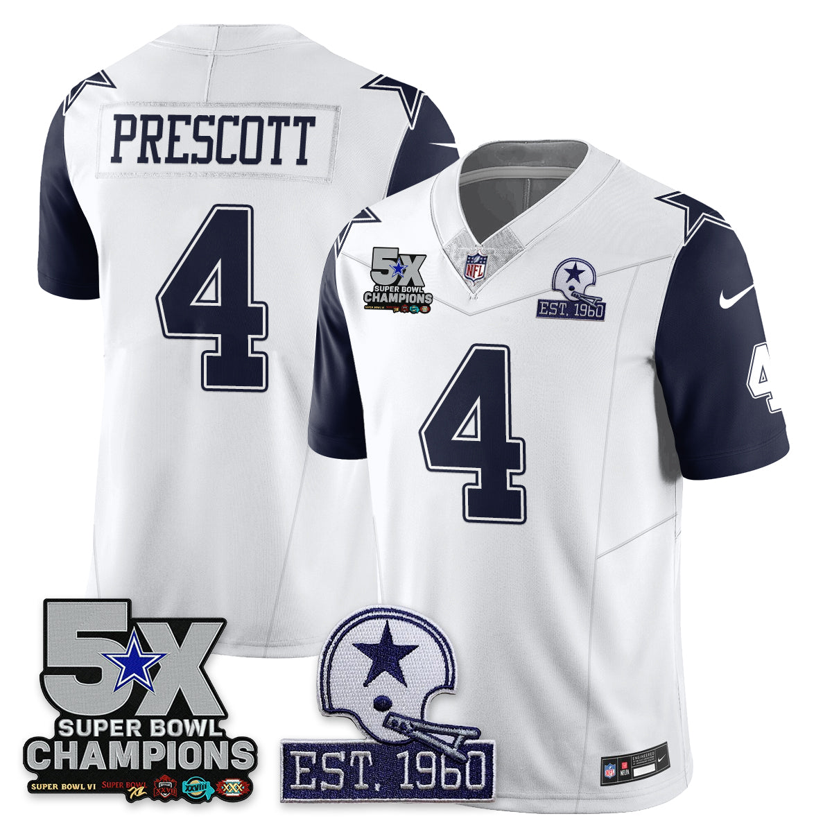 DAL 5-Time Champions Patch Vapor Limited Jersey - Stitched