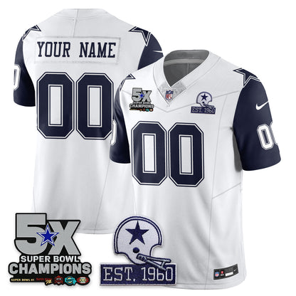 DAL 5-Time Champions Patch Vapor Limited Custom Jersey - Stitched
