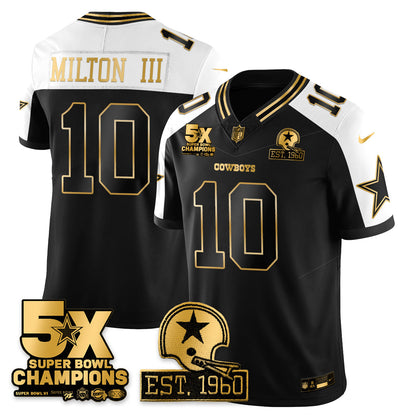 DAL 5-Time Champions Patch Vapor Limited Gold Jersey - Stitched