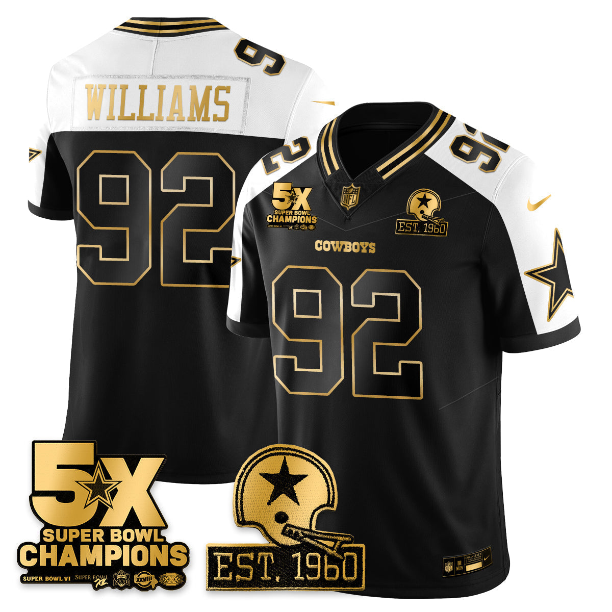 DAL 5-Time Champions Patch Vapor Limited Gold Jersey - Stitched