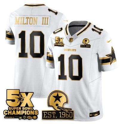 DAL 5-Time Champions Patch Vapor Limited Gold Jersey - Stitched
