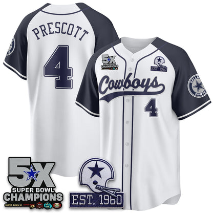 DAL 5-Time Champions Patch Limited Baseball Jersey - Stitched