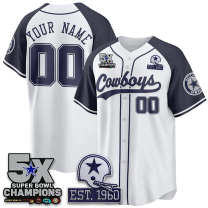 Custom DAL 5-Time Champions Patch Limited Baseball Jersey - Stitched