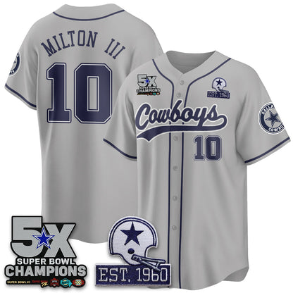 DAL 5-Time Champions Patch Limited Baseball Jersey - Stitched