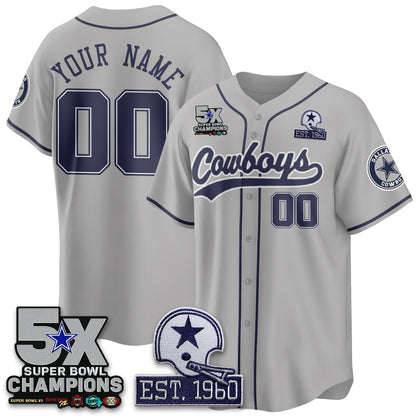 Custom DAL 5-Time Champions Patch Limited Baseball Jersey - Stitched
