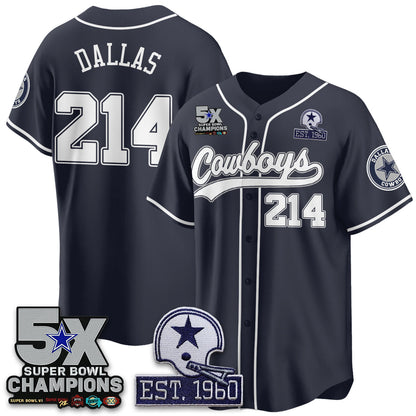 DAL 5-Time Champions Patch Limited Baseball Jersey - Stitched