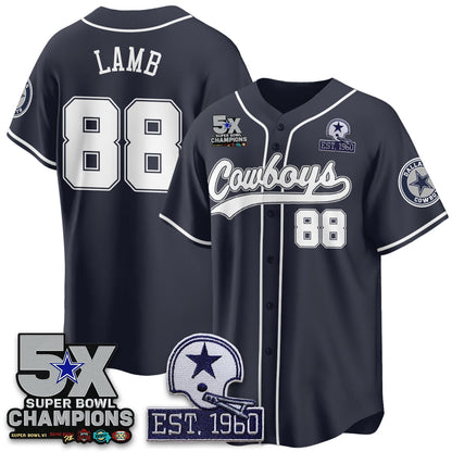 DAL 5-Time Champions Patch Limited Baseball Jersey - Stitched